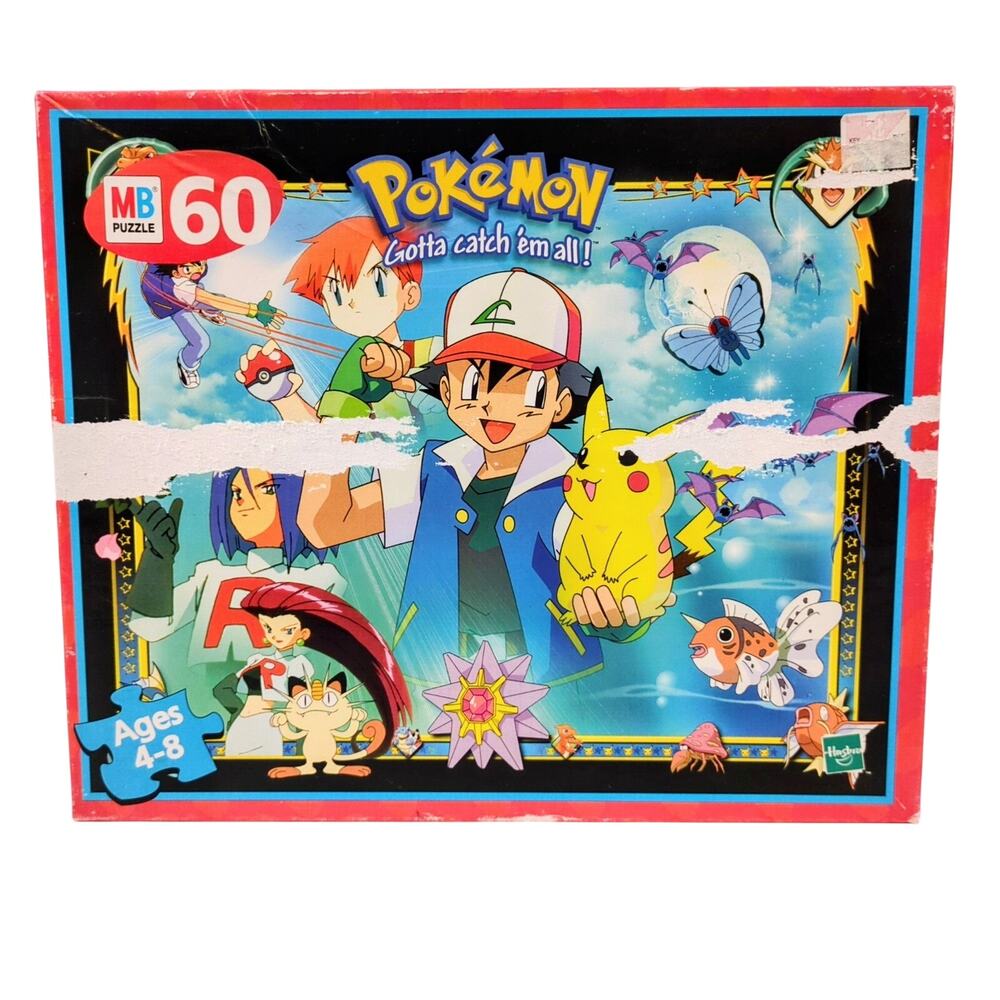Vintage Pokémon Gotta Catch 'Em All! MB 60 Piece Jigsaw Puzzle Ages 4-8 Hasbro